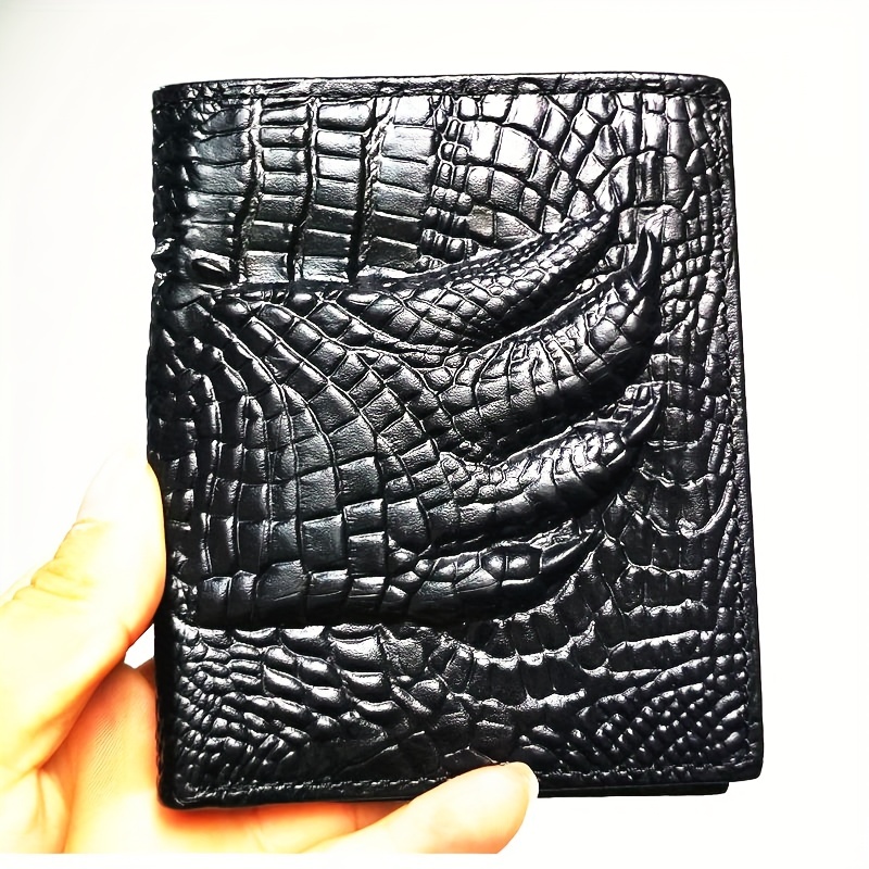 Men Short RFID Blocking Pocket Purse Crocodile Leather Multi Card