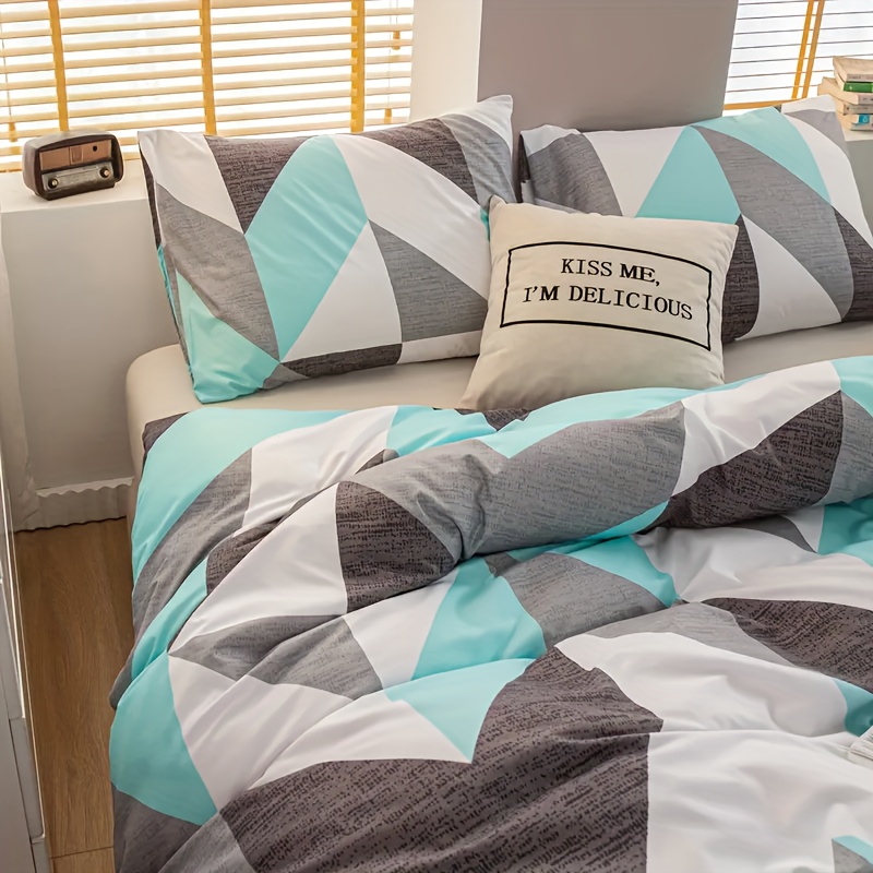 3pcs Block Printed Bedding Set Duvet Cover and Pillowcases
