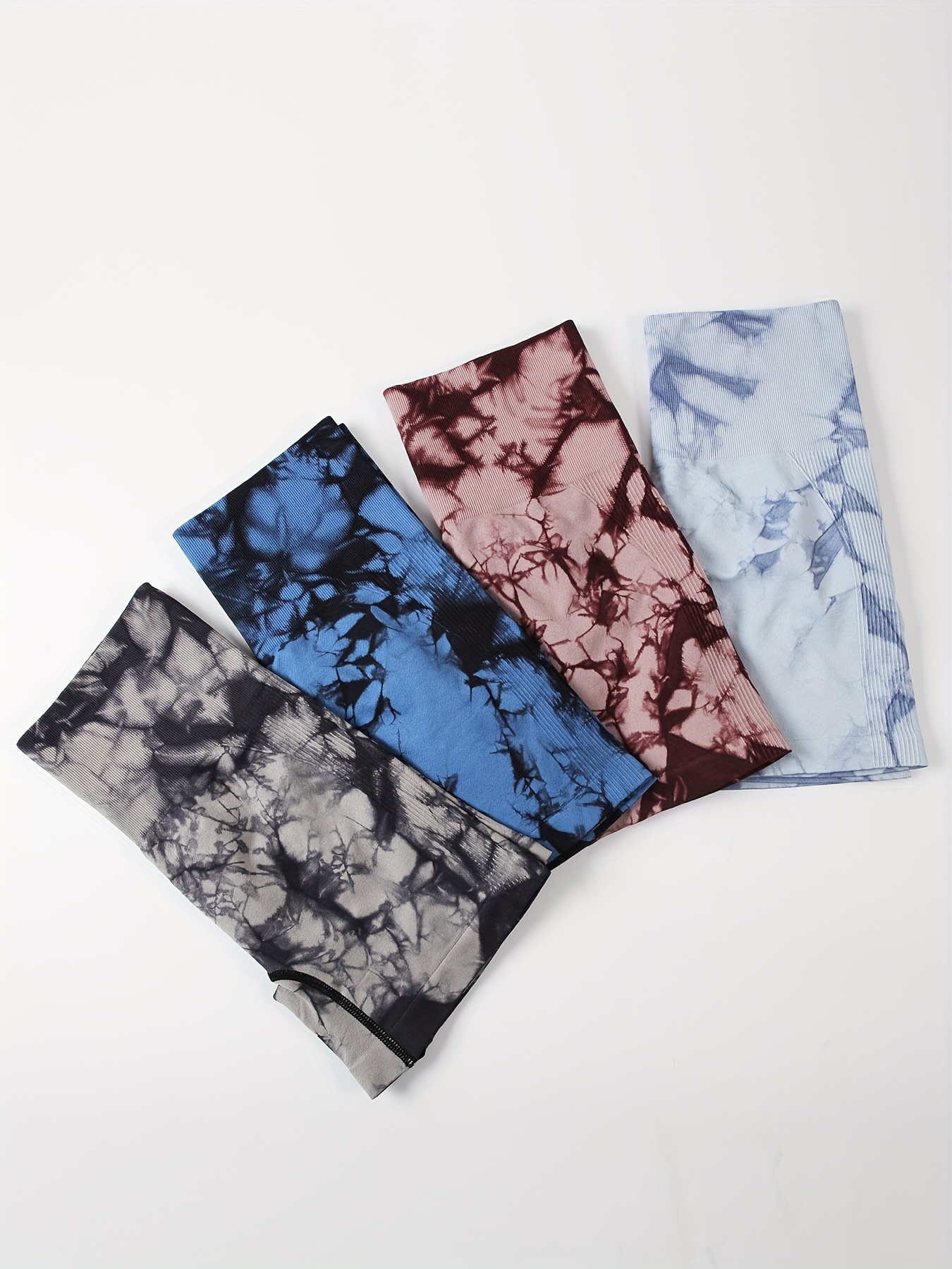 4pcs Tie Dye Biker Shorts High Elasticity for Gym Sessions