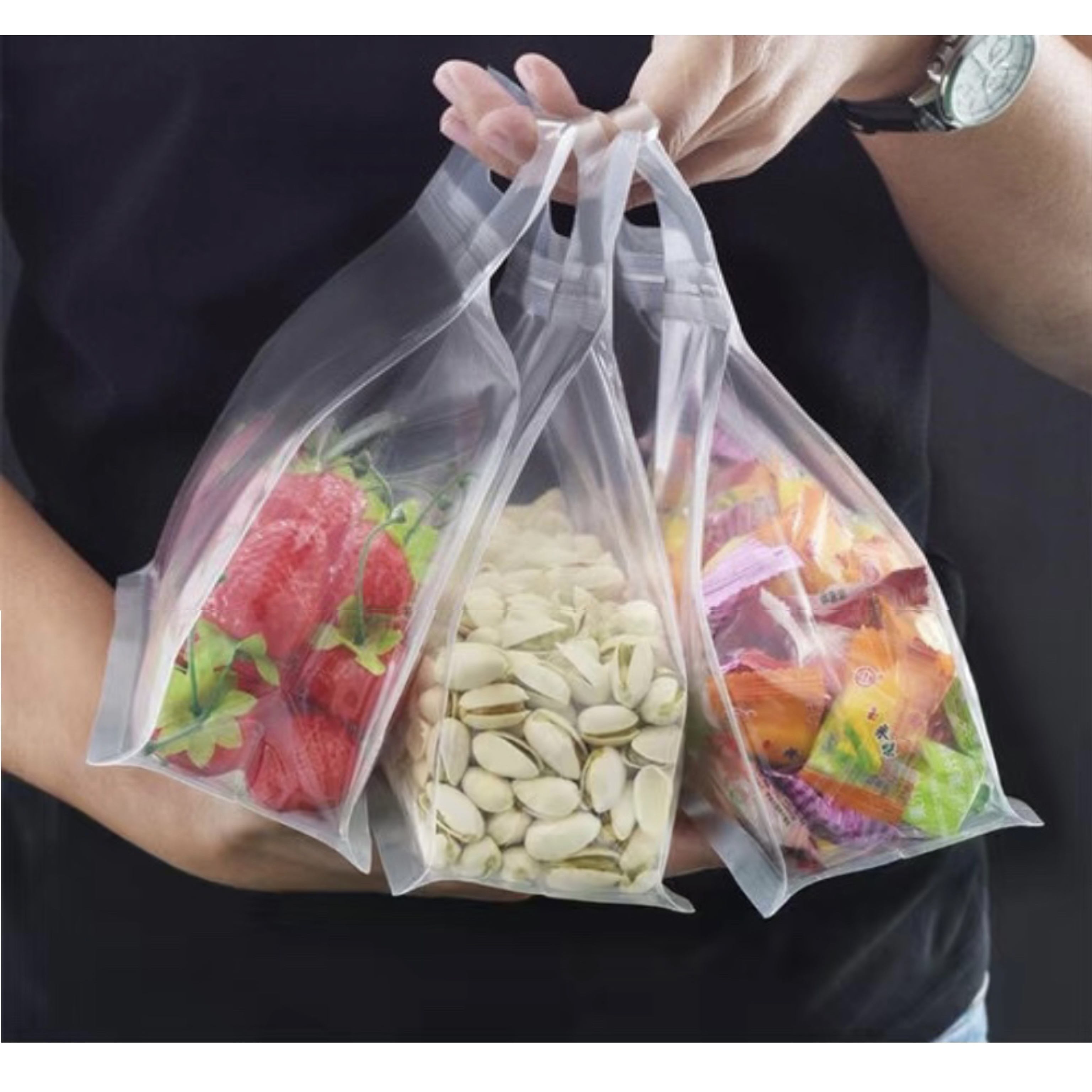 

5pcs Reusable Leakproof Food Storage Bags, For Nut Grain Vegetable Fruit And Snack, Kitchen Organizer, Anti-odor Leak Proof Freezer Bag, Storage Containers For Travel