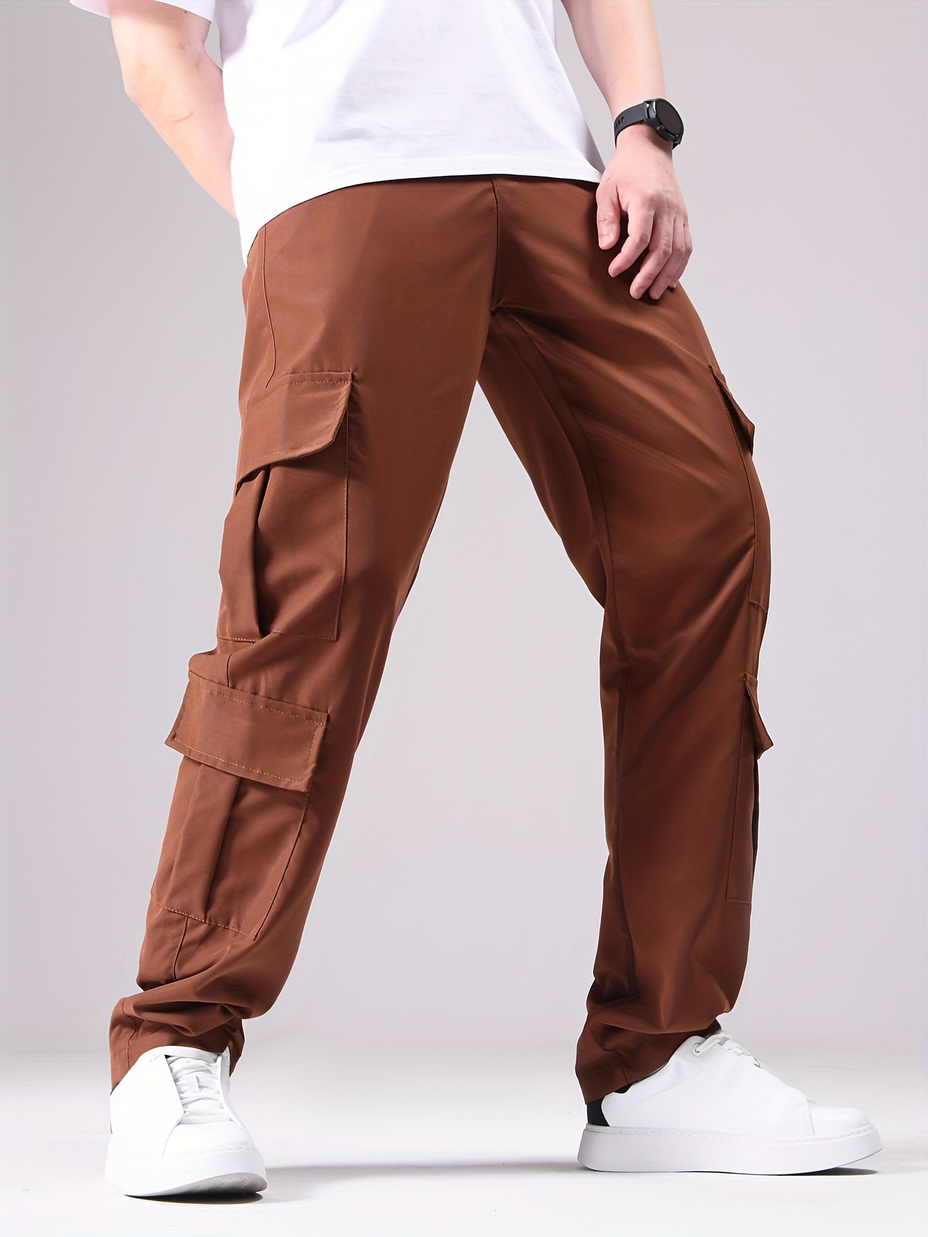 Pocket Pantalones Carga Rectos Hombres Pantalones Casuales - Temu Chile