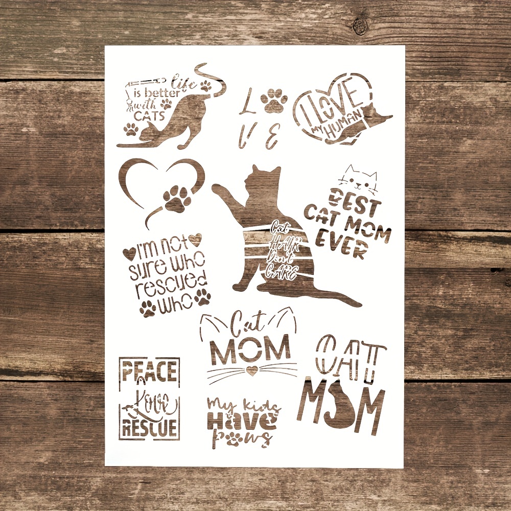 Cat Theme Stencils For Painting A4 Size Pet Hollow - Temu