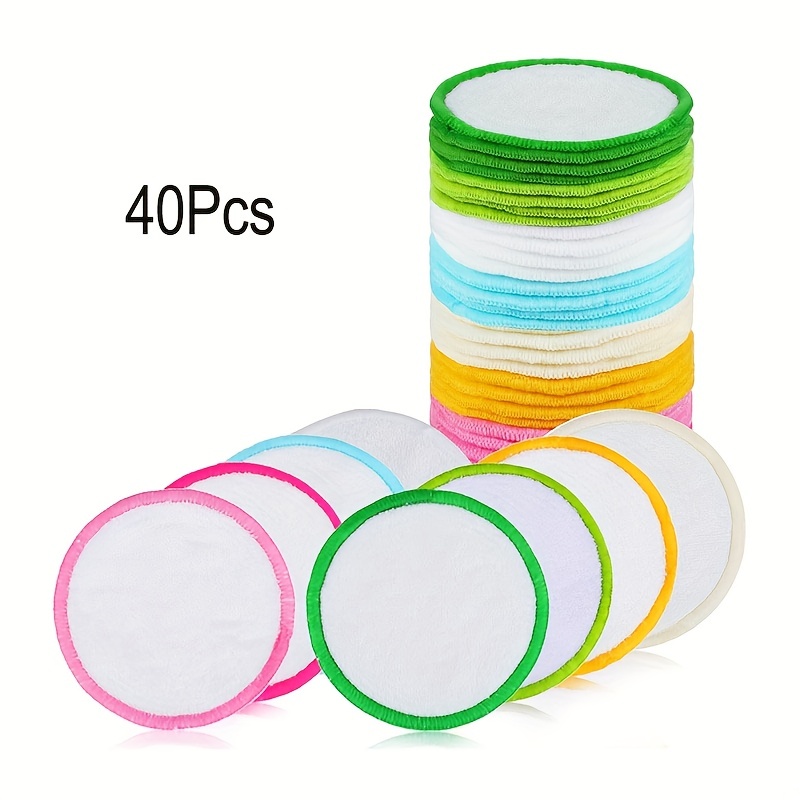 40pcs Round Microfiber Makeup Remover Pads-Soft & Reusable Facial Cleansing Puff