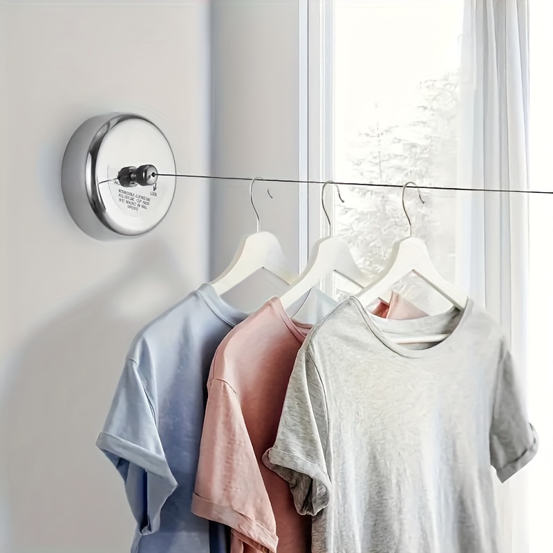 1pc Retractable Clothesline, Stainless Steel Clothes Line, Heavy Duty  Adjustable Stainless Steel Laundry String For Hanging Drying, Bathroom,  Laundry