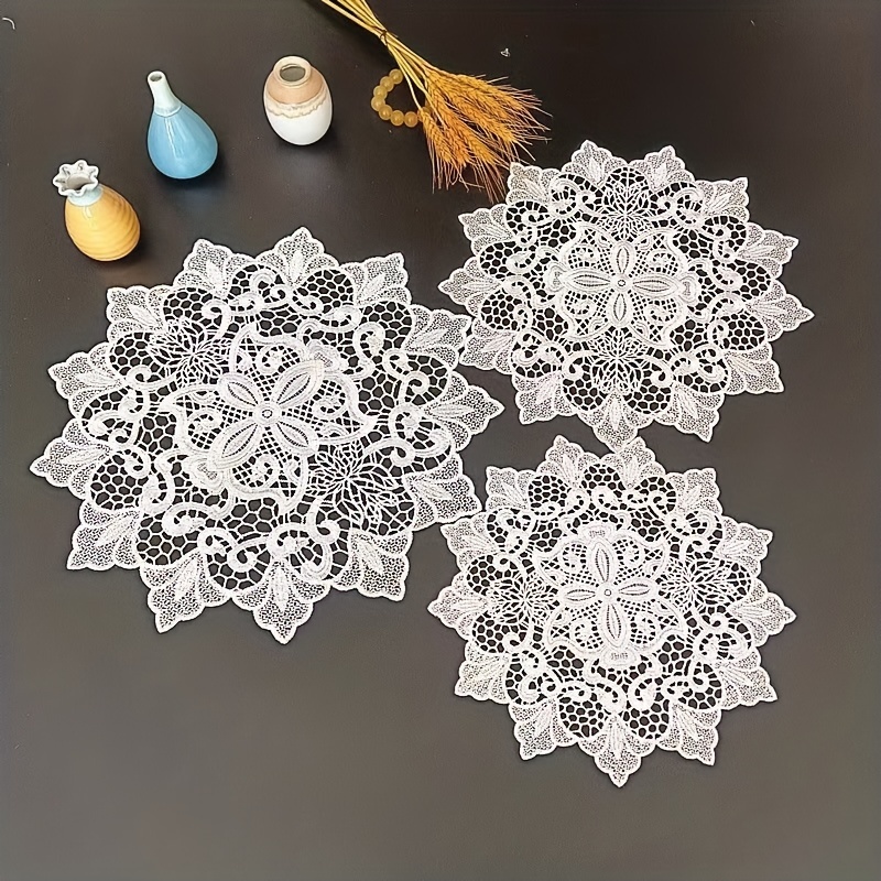 Vintage Lace Embroidered Doily Crochet Floral Fabric Anti Scalding