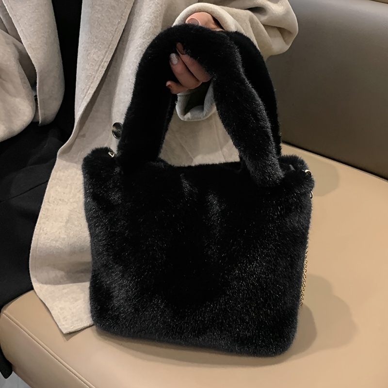  Tekzitfuir Women's Large Furry Handbag Shoulder Bag