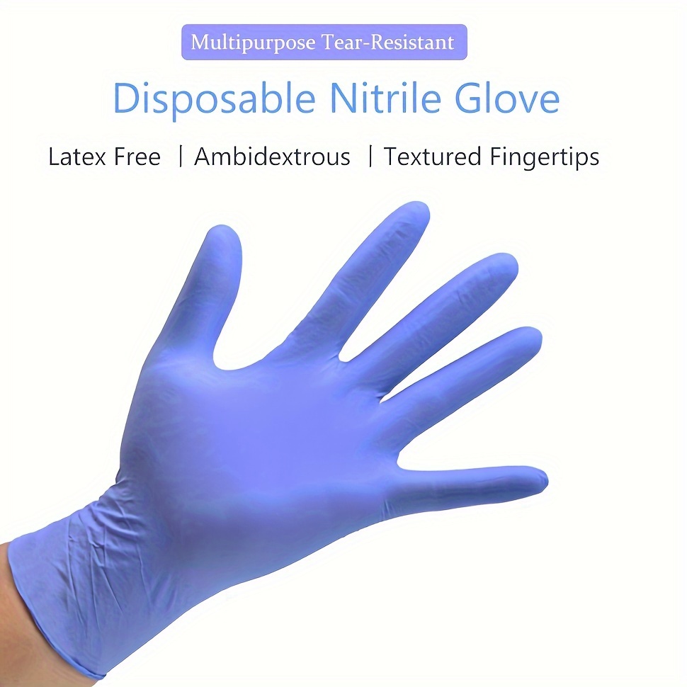 20/50/100pcs Disposable Nitrile Gloves, Food Grade Gloves. Ambidextrous And  Textured Fingertips, Latex And Powder Free, Chemical Resistant. Suitable F
