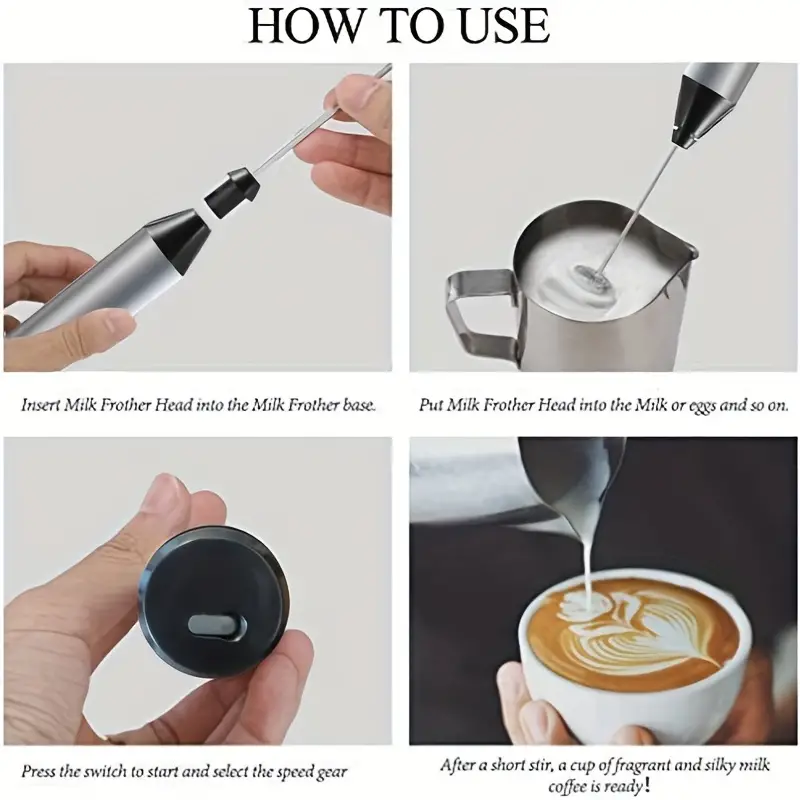 1pc Milk Frother Handheld Foam Maker Usb Rechargeable Drink Mixer With 3  Stainless Coffee Frother For For Eggs Milkshake Cream Butter Baby Food, Check Out Today's Deals Now