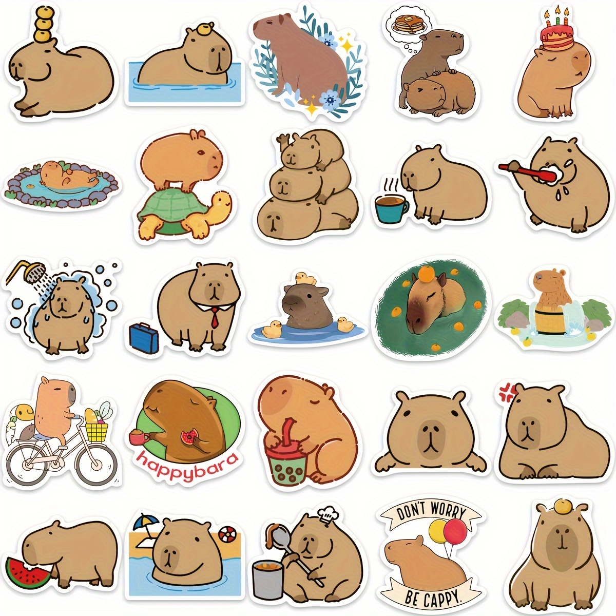 50 Stück Niedliche Capybara-cartoon-cute-braun-tier-aufkleber