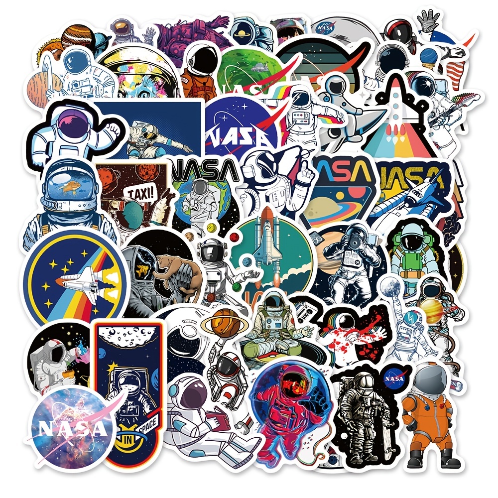 Pegatina Grande : 50 Pegatinas De Astronauta Espacial De La NASA , De  Dibujos Animados , Graffiti , Equipaje , Portátil , Impermeable