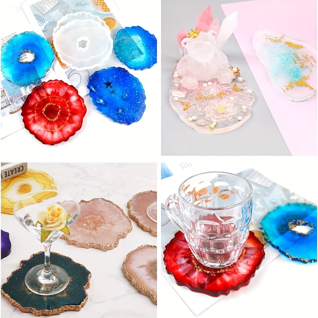 DIY Silicone Coaster Kit With Epoxy Resin And Geode Coasters