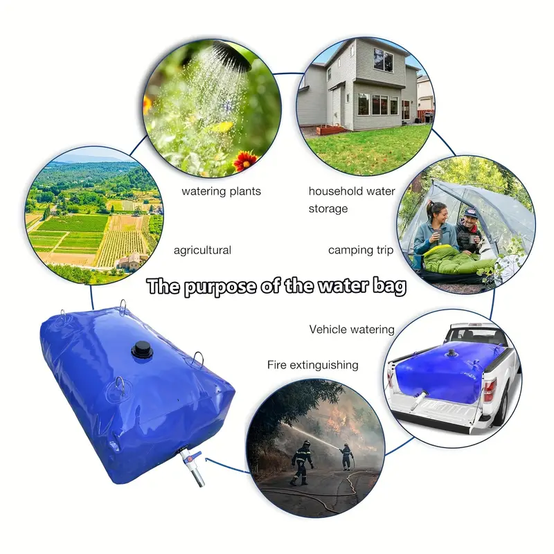 1 pack large capacity water storage bladder containers foldable portable water bladder tank vehicle mounted water storage bag multipurpose used drought resistance fire protection agricultural irrigation outdoor emergency water 7