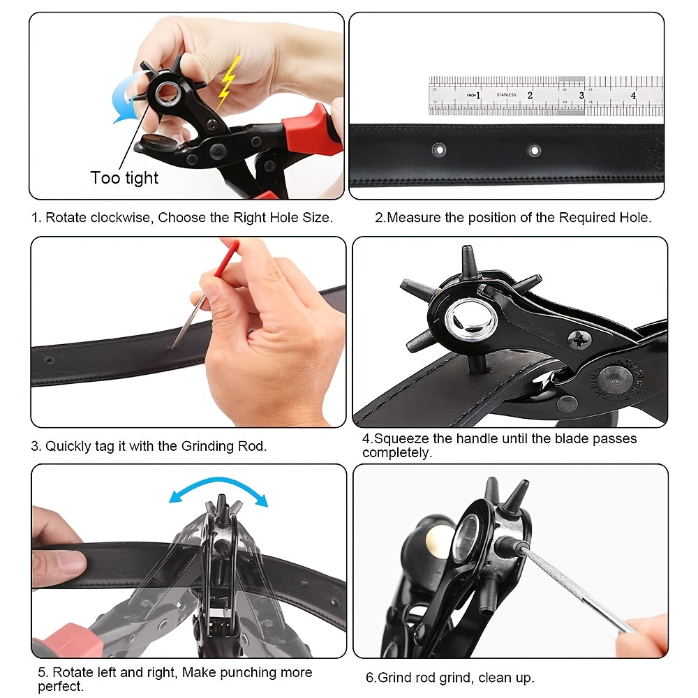 Heavy Duty Leather Hole Puncher for Belts, Watch Bands, Straps, Dog  Collars, Saddles, Shoes, Fabric, DIY Home or Craft Projects