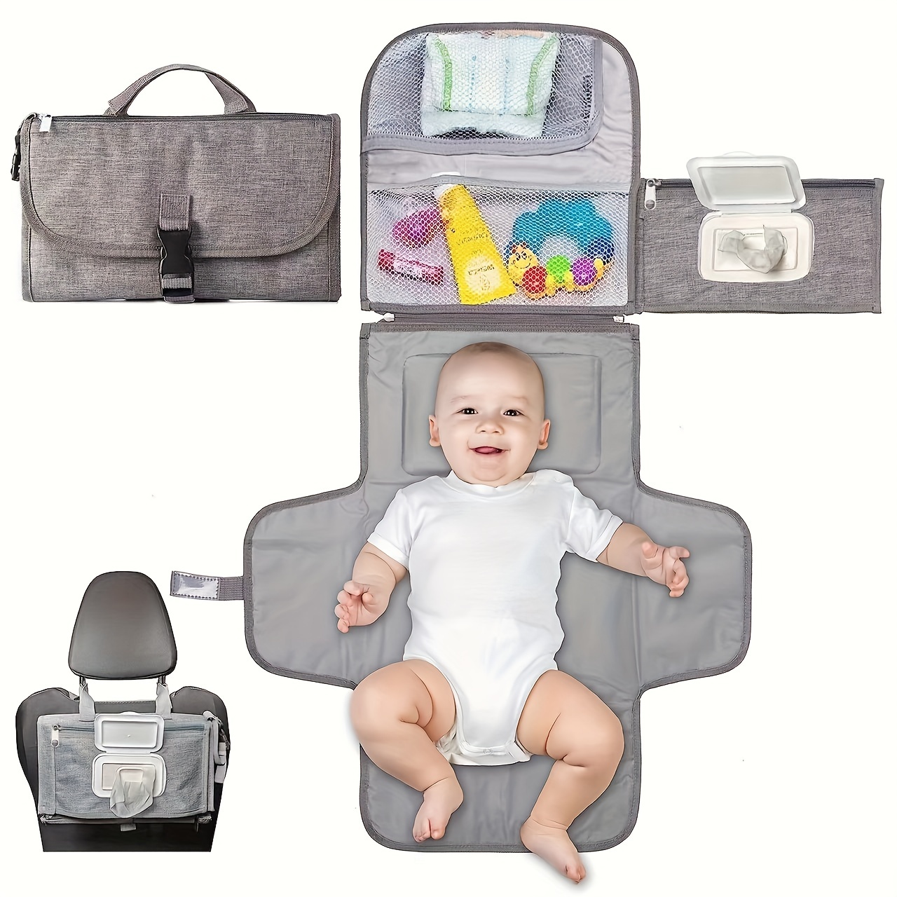 Bolsa de pañales portátil para cambiador – Cambiador de bebé de alta  calidad – Elegante, elegante, con cremallera – Cambiador de pañales  portátil con