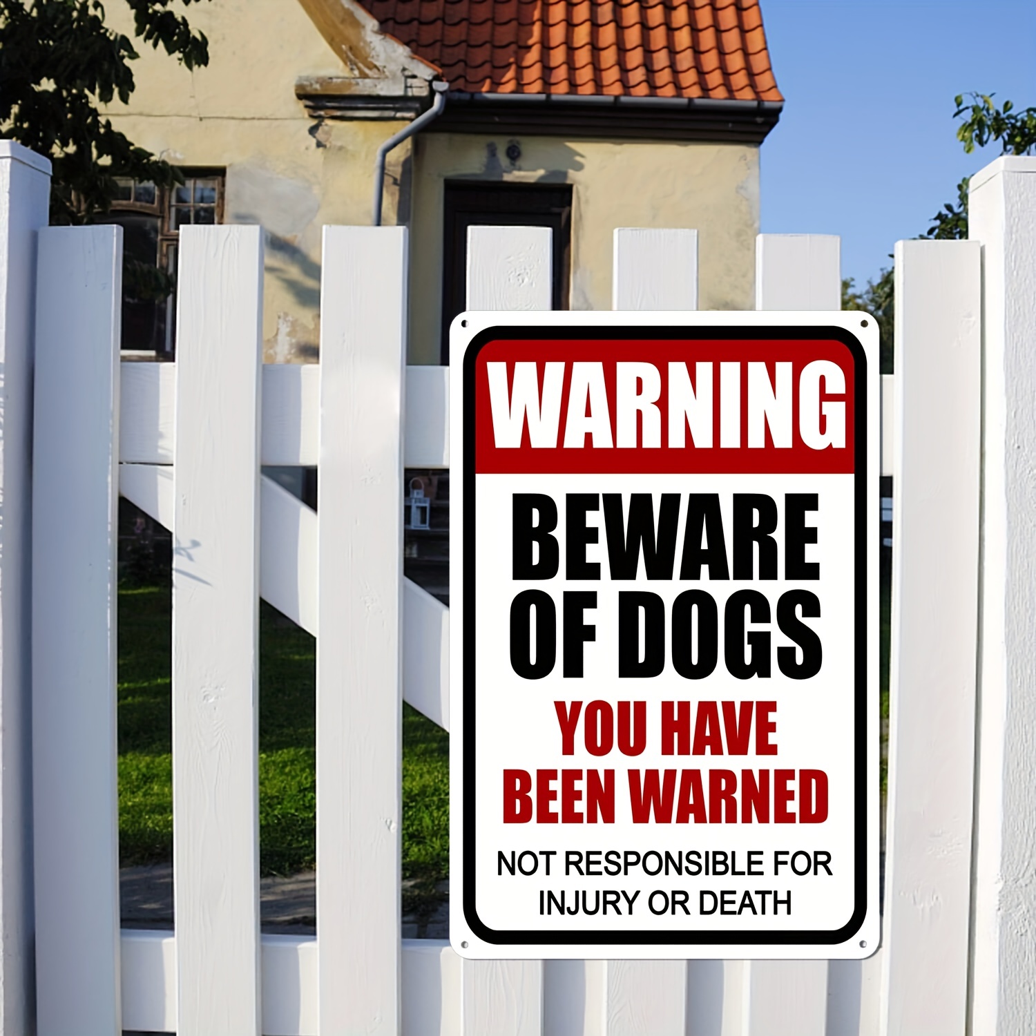 Dog Sign Warning Beware Dogs Warned Metal Aluminum Beware - Temu