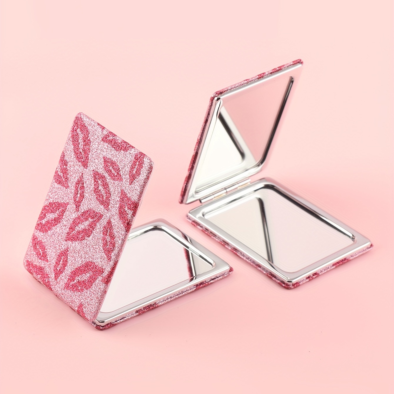 Espejo compacto para bolso, espejos de maquillaje de bolsillo de metal con  aumento de doble cara 1X/2X (redondo, oro rosa)