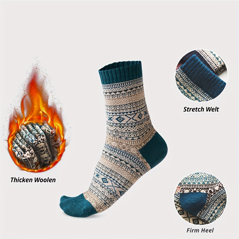 Men's Thickened Warm Socks Winter Vintage Ethnic Style - Temu