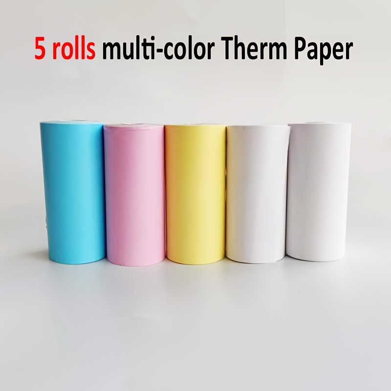 Color Thermal Paper for Printer, 3 Color to Choose, 5 Rolls Printable Colored Paper for Mini Portable Photo Printer, Non-adhesive,57x30mm - Pink