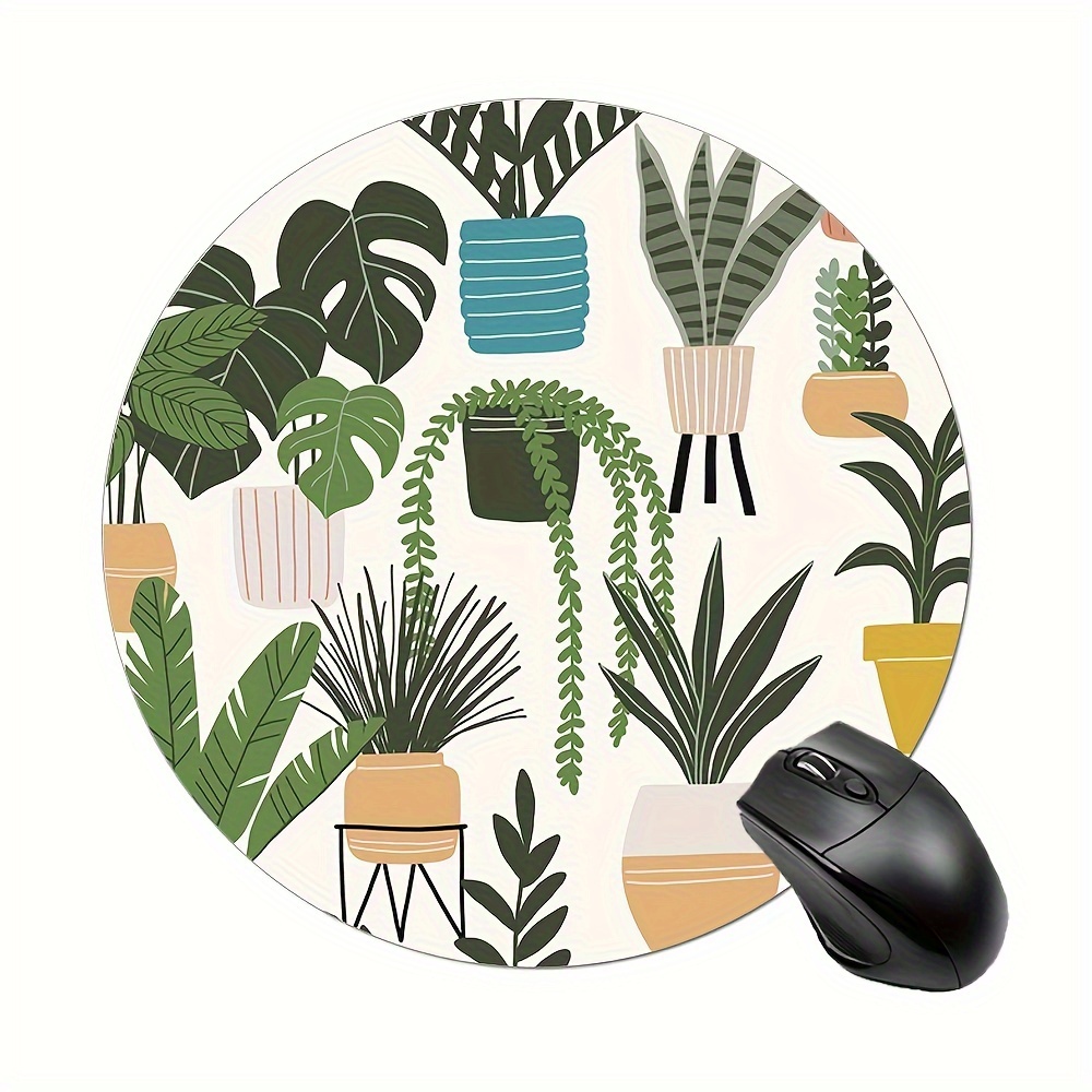

1pc Potted Plants Round Mouse Pad, Cute Mouse Pad With Design, Non-slip Rubber Base Mousepad Small Size 7.87 X 7.87 X 0.1inch ( 20cm X 20cm X 0.2cm)