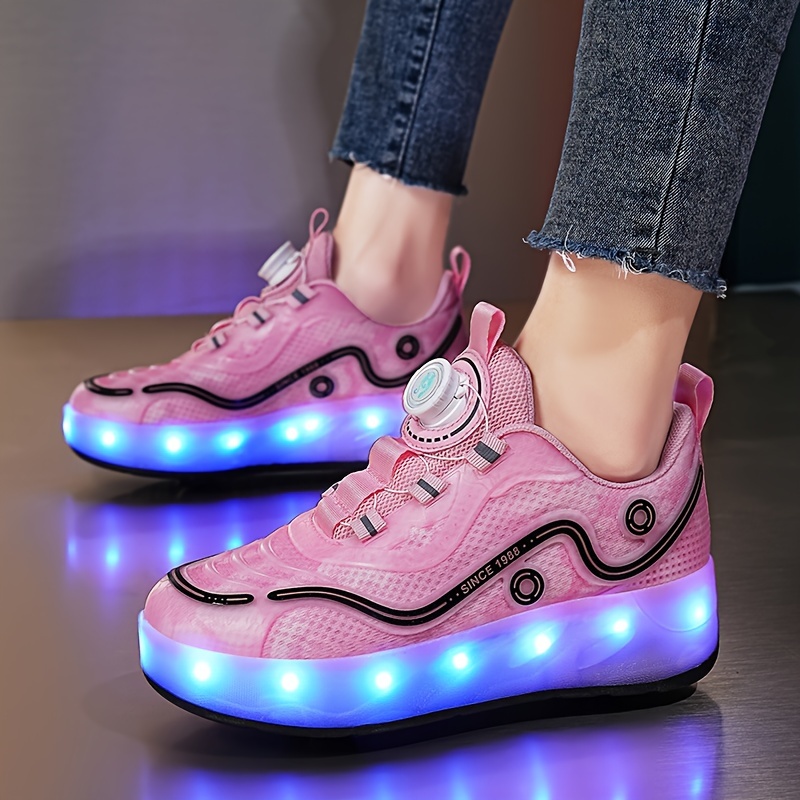  Patines en línea LED para niñas y niños con luz intermitente,  cuchillas de una sola fila de rodillos profesionales en línea zapatos de  patinaje para principiantes deportes al aire libre recreación