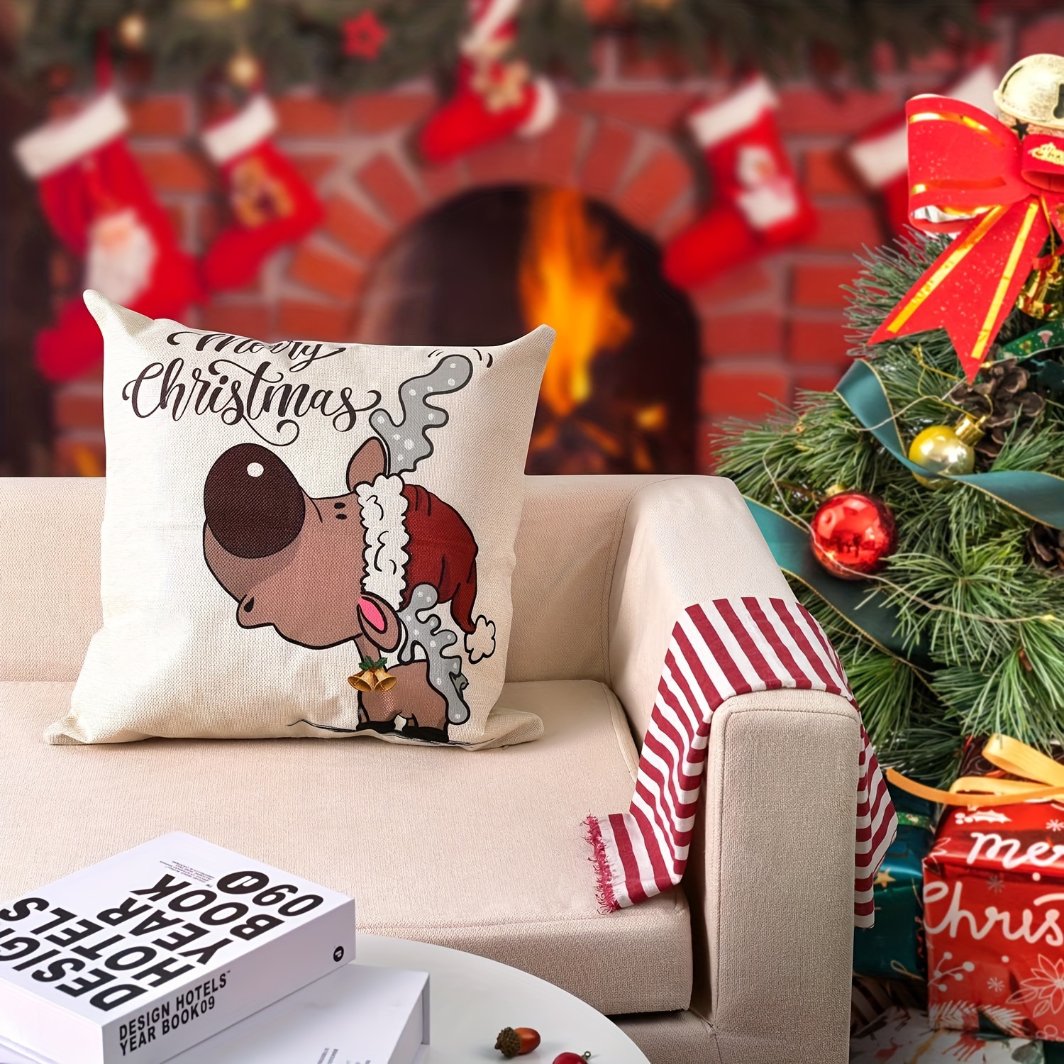 Red Christmas Pillow Covers Farmhouse Christmas Decorations - Temu