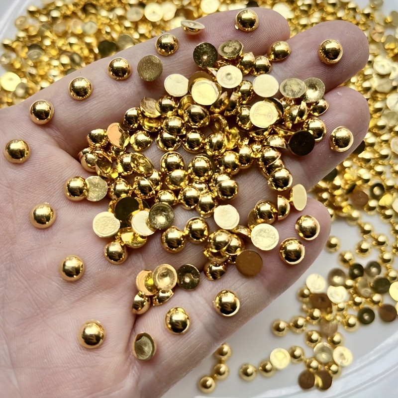 Golden Spacer Beads False Pearl Beads for Jewelry Making Flat