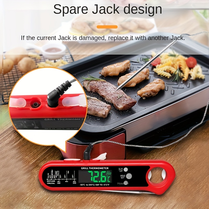 Termómetro de cocina, termómetro de carne, termómetro digital de lectura  instantánea rápida con imán para parrilla, barbacoa, filete, hornear, pan