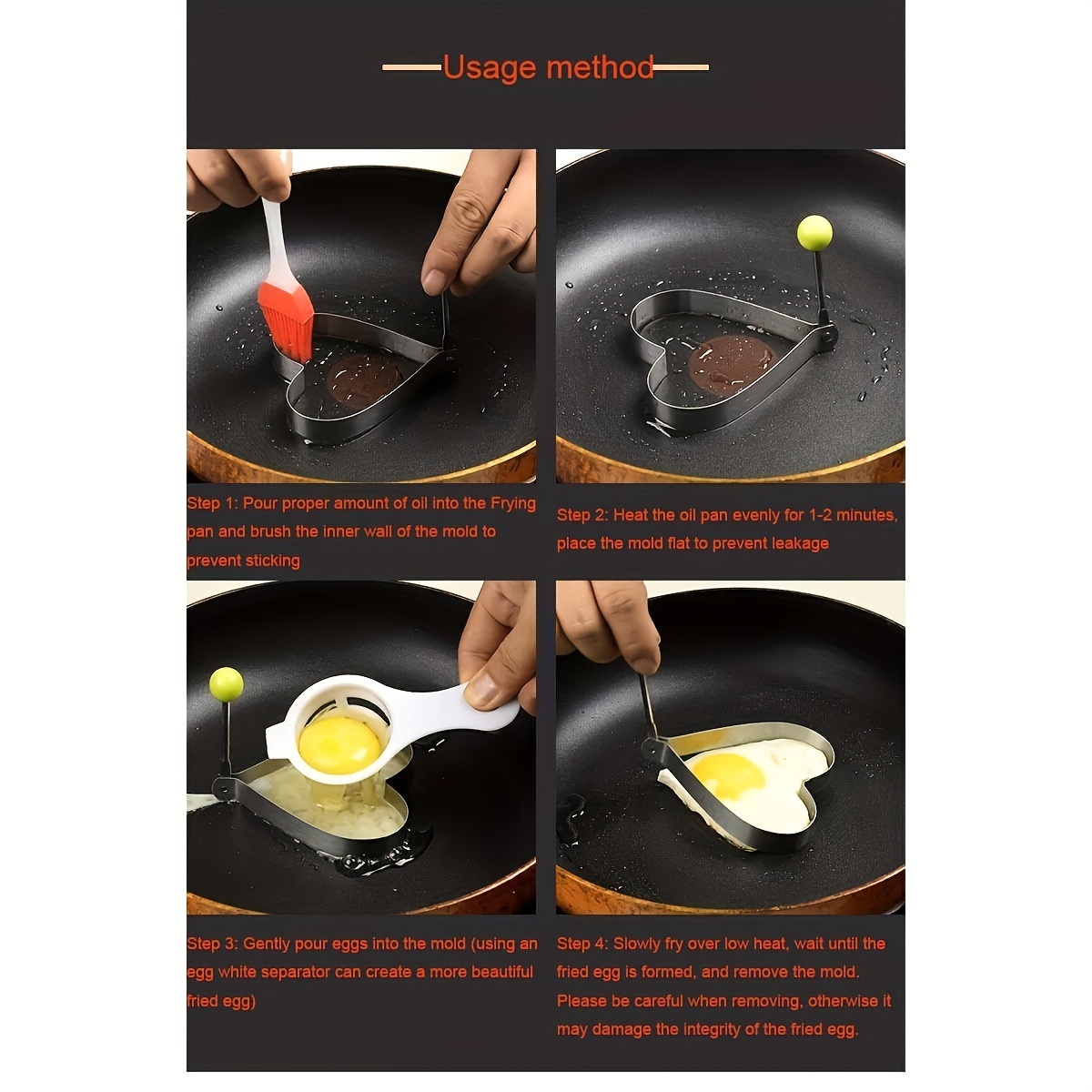 1pc Heart Shaped Silicone Egg Fryer Pancake Mold Tool Poached Egg Mold -  Home & Kitchen - Temu