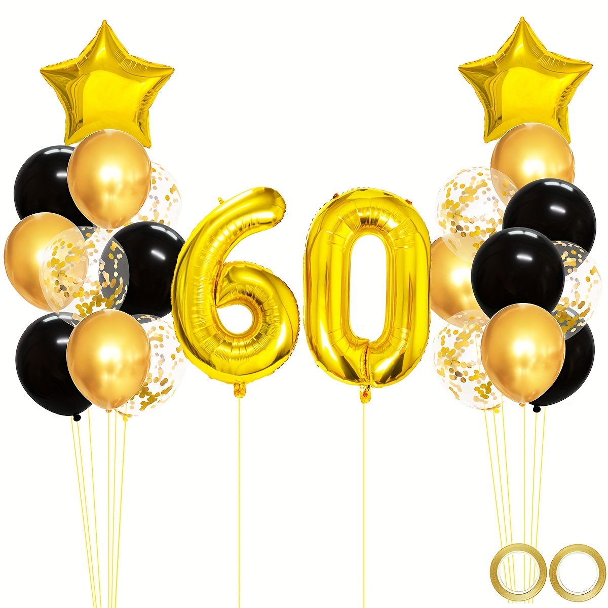 Juego de globos negros de feliz cumpleaños 60 – Saludos a los 60 años de  edad, guirnalda temática de fiesta temática de bandera, decoración de telón
