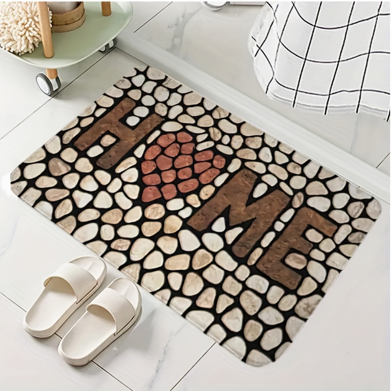 Cobblestone Welcome Home Entrance Door Mat, Bathroom Living Room Balcony  Carpet, Non-slip Kitchen Hallway Area Rug, Spring, Summer Home Decor, Room  Decor - Temu