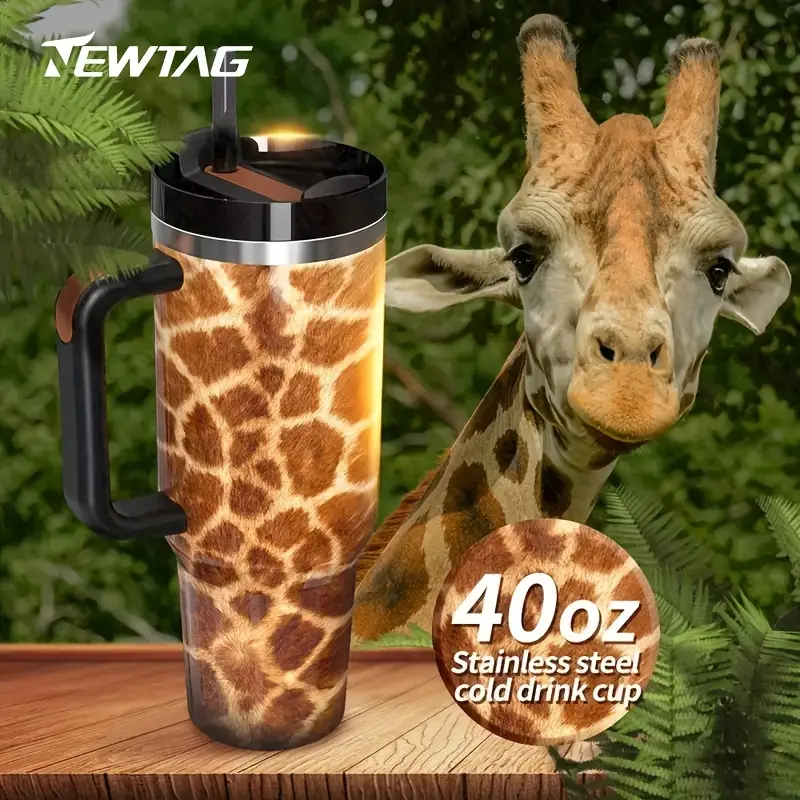 Giraffe Tumbler 20oz Insulated Stainless Steel Travel Cup Coffee Mug Lid  Straw