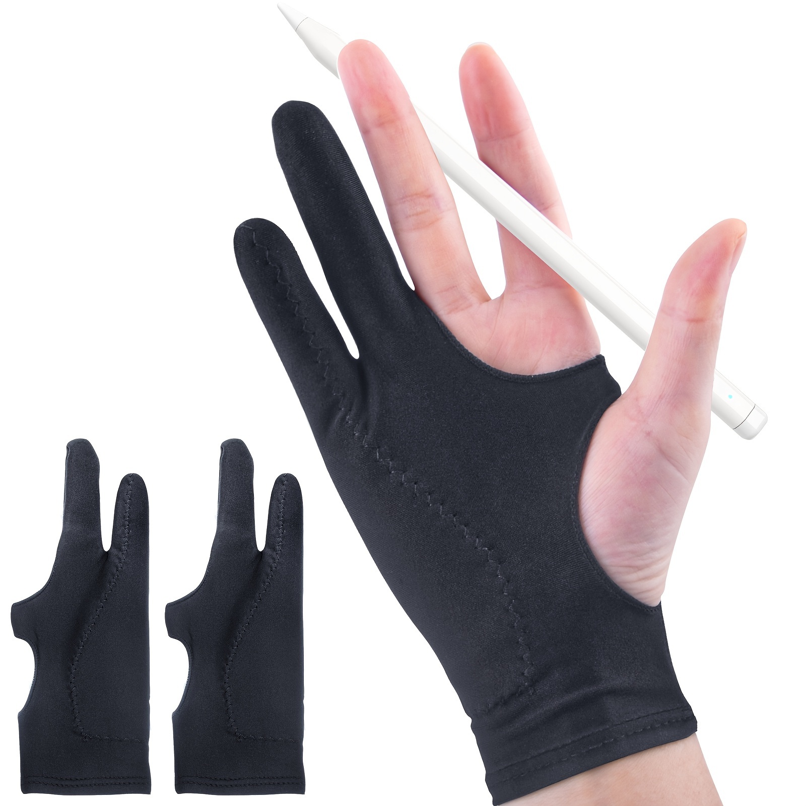 1-4pcs Drawing Glove Anti-touch Two-Fingers Gloves for IPad Graphics  Drawing Tablet Sketch Artist