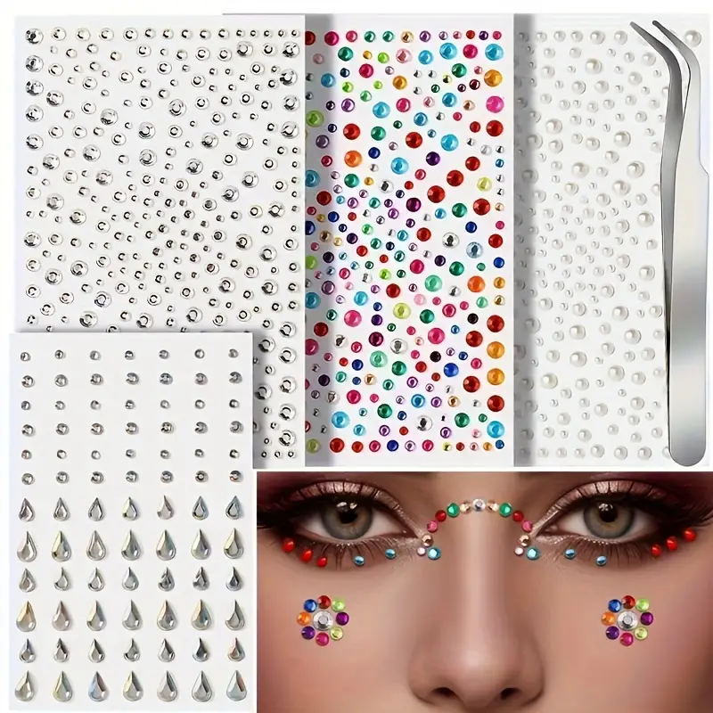 Self Adhesive Face Rhinestones For Makeup Festival Face, Rhinestones  Stickers For Face, Hair, Eye, Makeup, Nail, Body, Crafts - Temu Spain