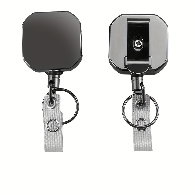 2 Retractable Badge Reel ID Card Holder With Belt Clip Key Ring