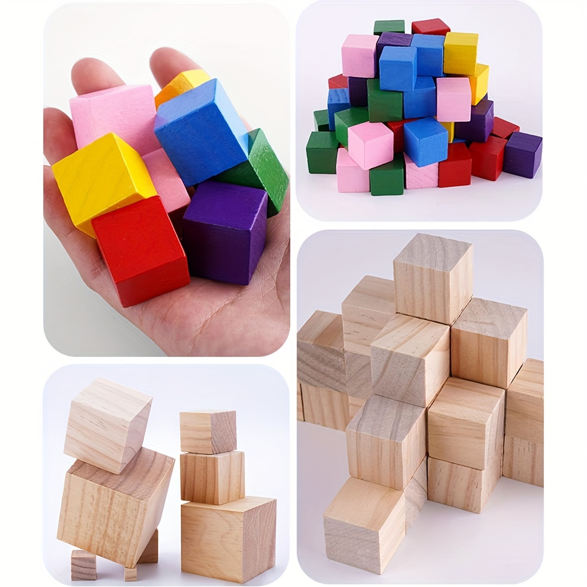 Blank Do-It-Yourself Wood Blocks / Cubes, 1-1/4 inch cube (Set of 12) –