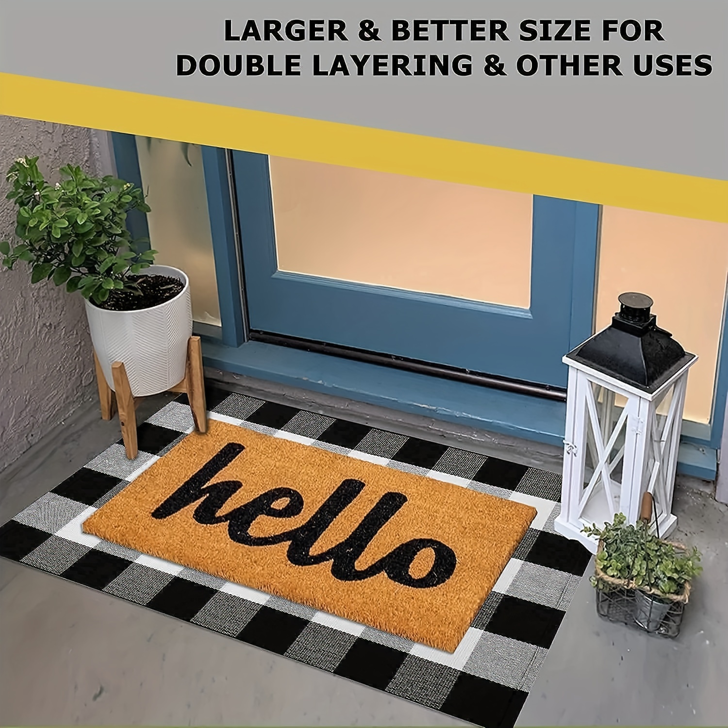 Doormat Hello Outdoors and Indoors, Non-Slip Dirt-Proof Doormat
