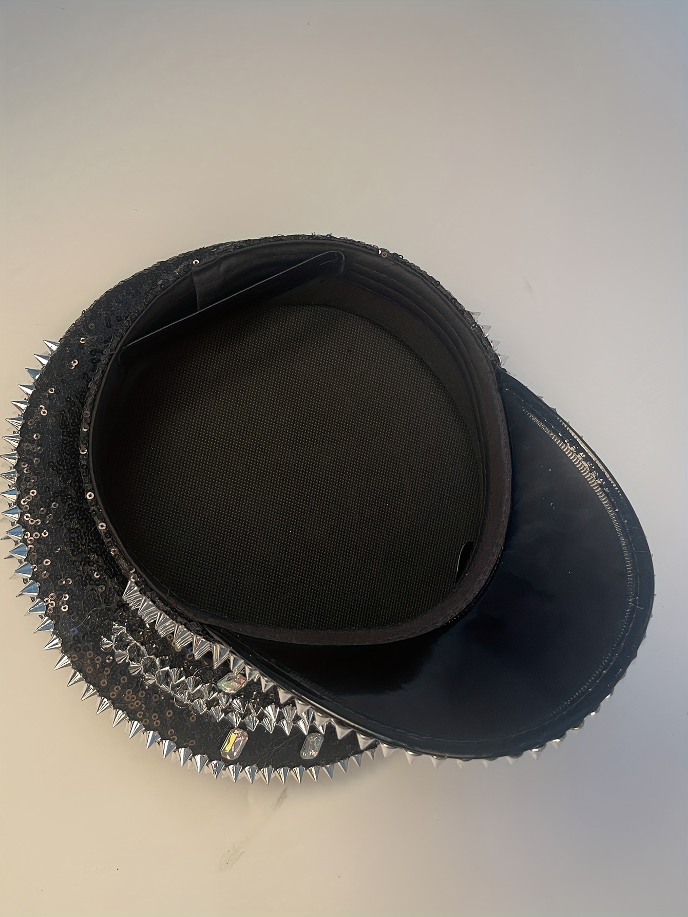 Punk Shiny Rhinestone Captain Hat Trendy Rivet Bride Hat - Temu