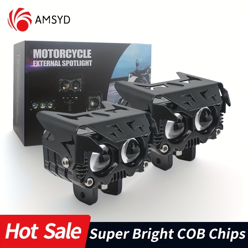 Phares de moto bicolores H4 DC12-80V / 10W / 6000K / 3000K / 800LM avec  lentille de projecteur
