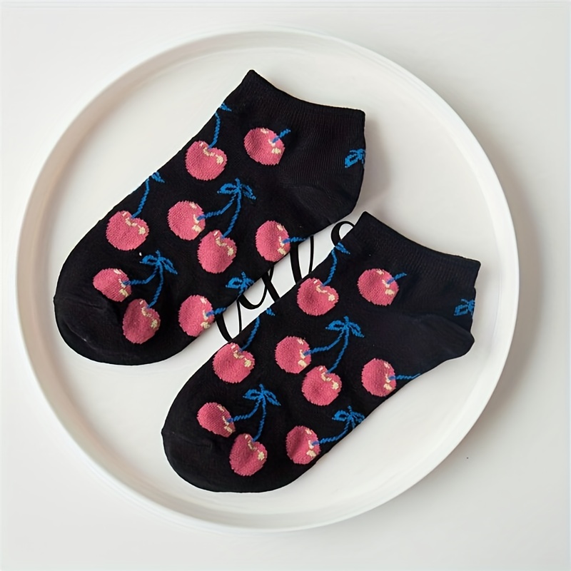 גרבי קרסול בהדפס פירות ואוכל, גרביים בגזרה נמוכה וחמודים ומצחיקים, גרביים וגרביים לנשים