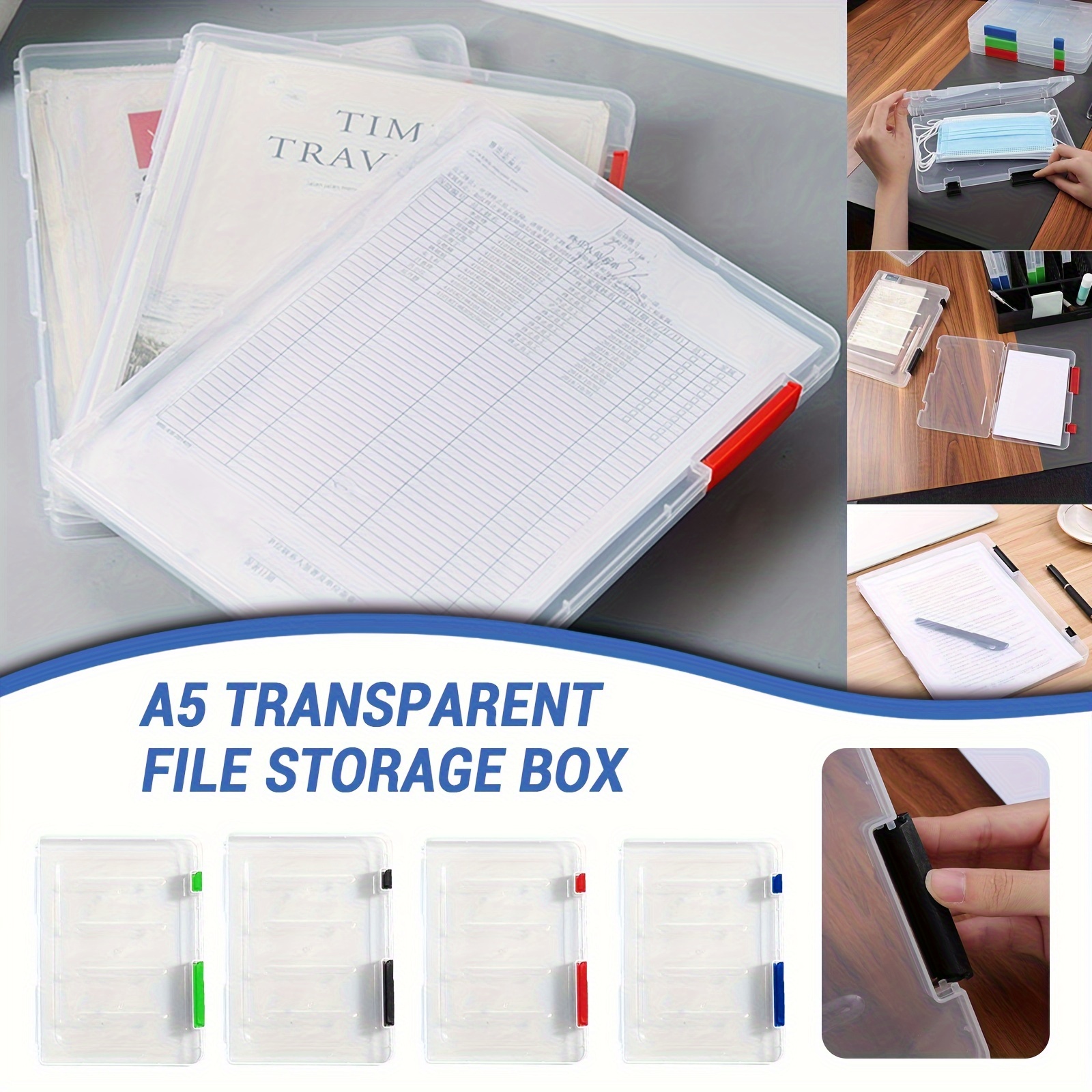 Transparent Storage Box Portable File Paper Storage Box - Temu