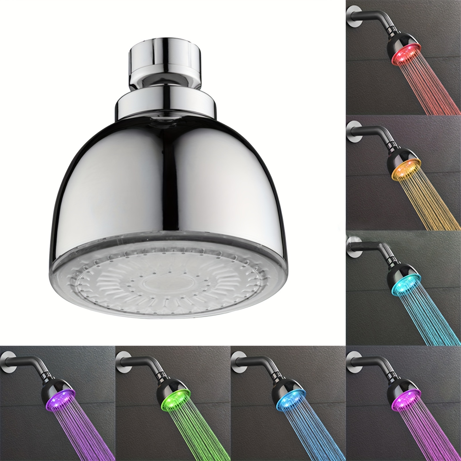  Cabezal de ducha LED, cabezal de ducha con luz, luz de flash de  7 colores que cambia automáticamente, cabezal de ducha fijo LED para baño,  cabezal de ducha ajustable de alta