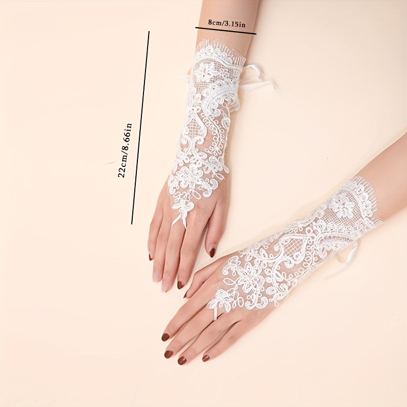 Guantes blancos simples para bodas, guantes de tul nupcial, guantes de boda  largos con penacho, guantes de brazo, guantes de mujer para baile de  graduación, sesión de fotos -  México