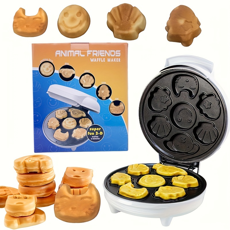 Animal Mini Waffle Maker- Makes 7 Fun, Different Shaped Pancakes - Electric