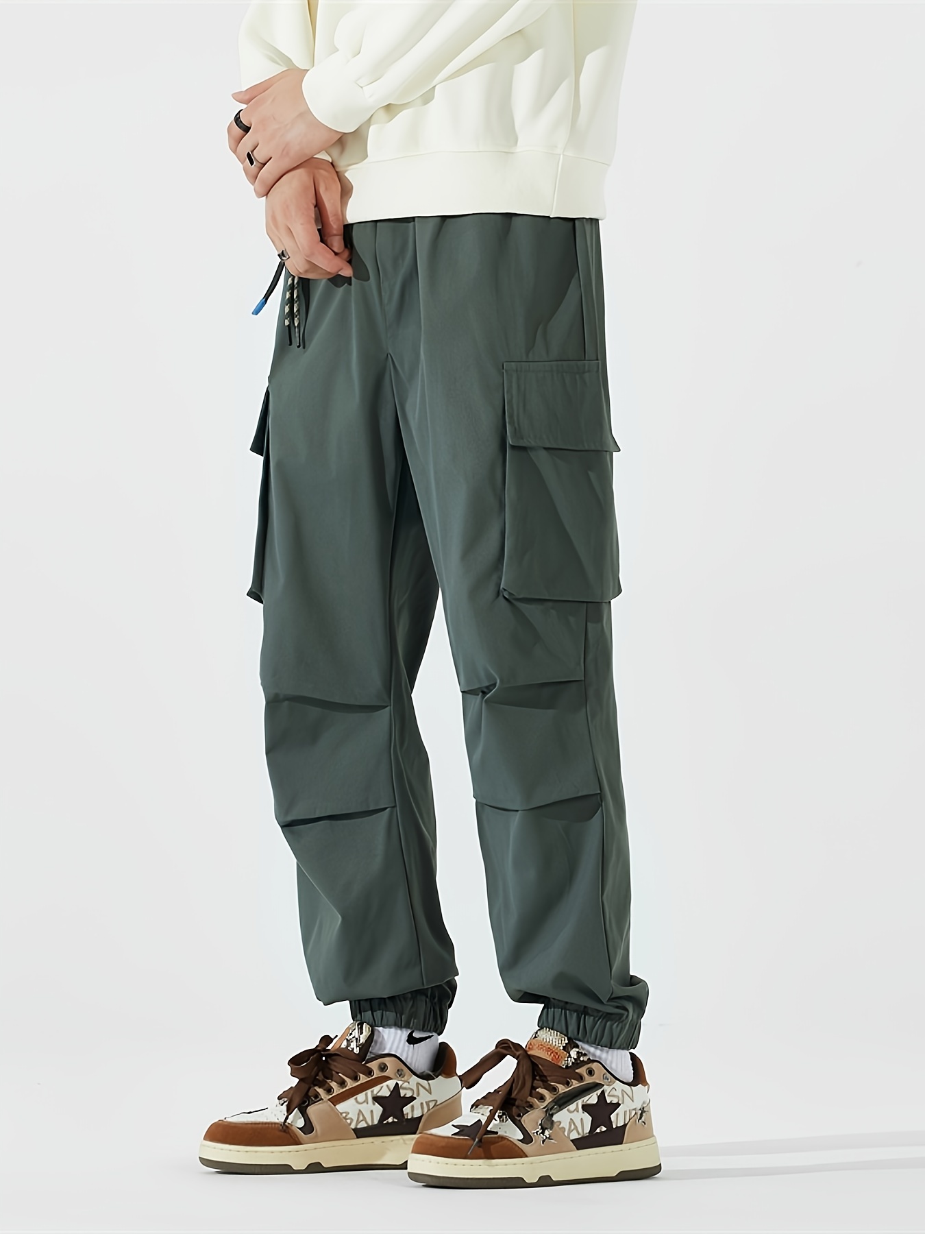 Men's Casual Cargo Pants Chic Multi Pocket Tech Wear Pants - Temu