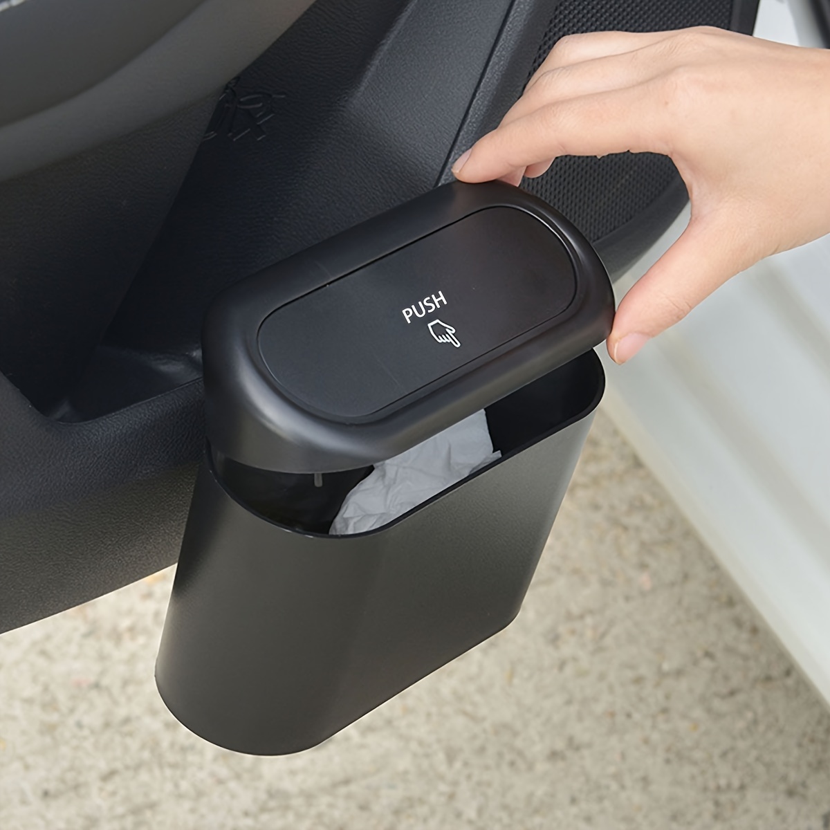 Mini Poubelle De Voiture - 2 Pièces Avec Couvercle - Support De Tasque Portable Pour Déchets En Voiture Ou Maison - 6