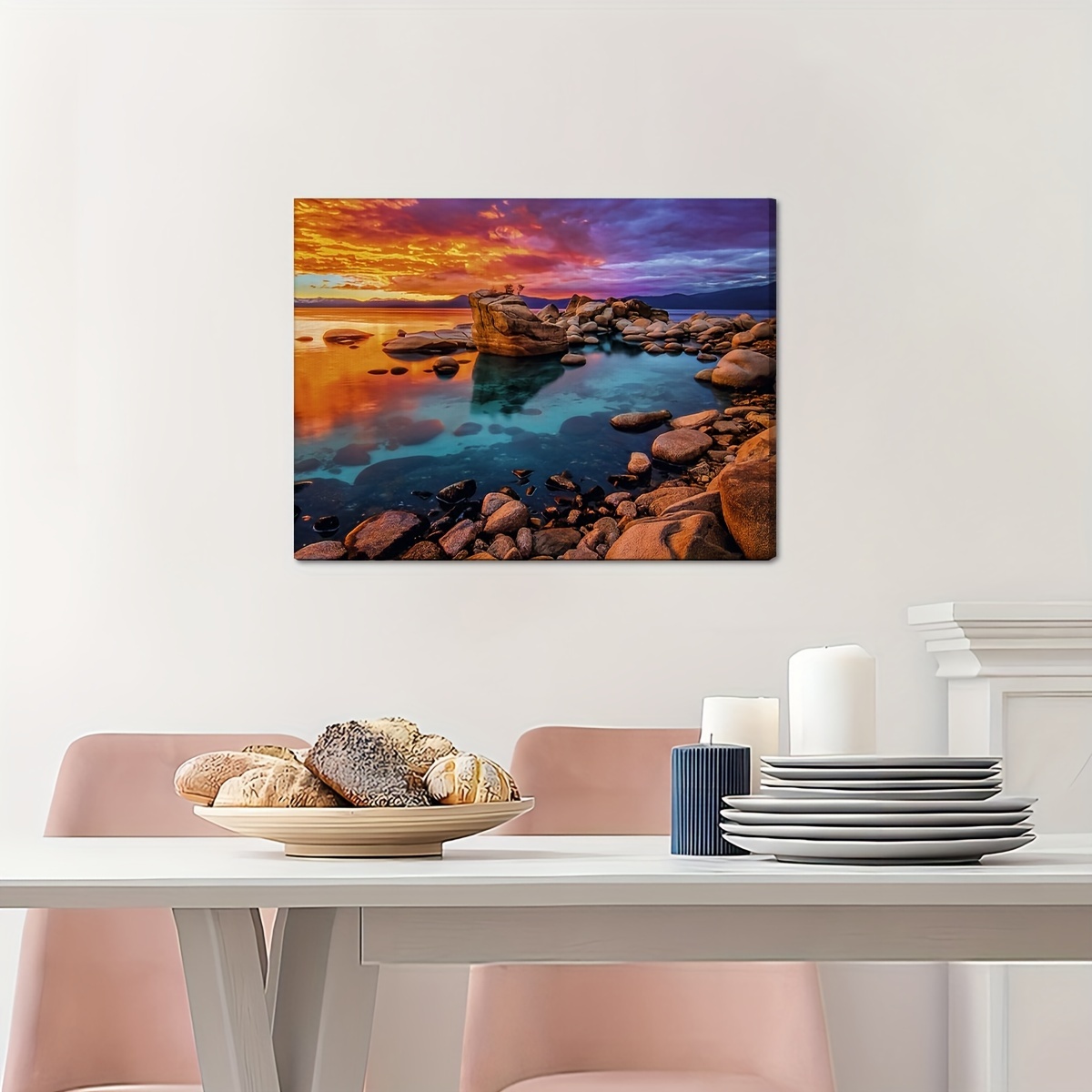 1pc Pittura Tela, Cornice In Legno, Arte Moderna, Vista Mare Tramonto E  Poster Darte Decorativo Nuvole Colorate, Regalo Ideale Camera Letto,  Soggiorno, Corridoio, Arte Parete, Decorazione Parete, Decorazione Autunnale,  Decorazione Stanza