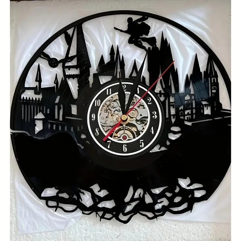 1pc, Horloge En Vinyle Harry Potter, Horloge Murale Enregistrement Créatif  Rétro Nostalgique Décoration Intérieure De La Maison