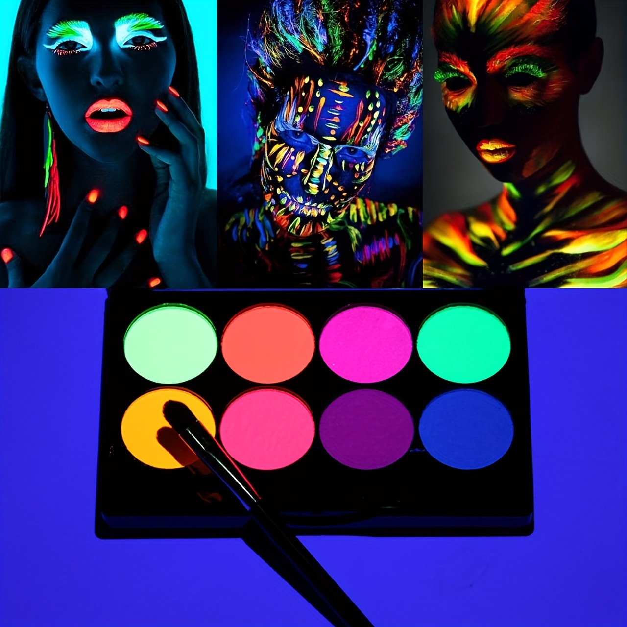 8 Colori Face Painting Palette, Luminoso Face Body Paint Makeup Per  Halloween Cosplay Party, Professionale Neon UV Color Acqua Solubile  Cosmetico