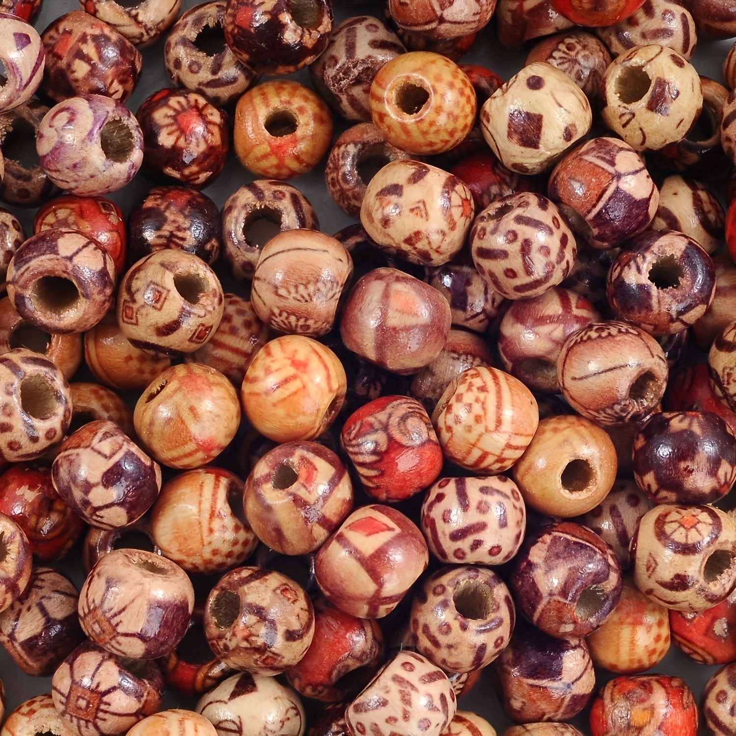 Wooden Jewelry Accessories, Wooden Beads Jewelry, Painted Red Beads