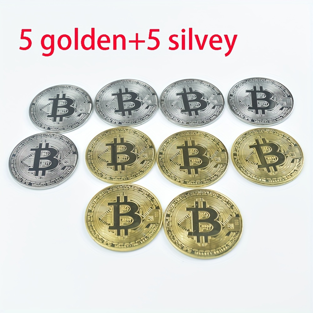 10pcs 40mm 1 57inch golden silvery metal bitcoin commemorative coin virtual currency collectibles details 4